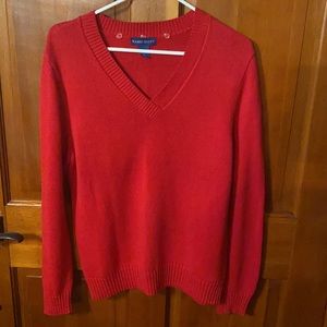 KAREN SCOTT RED V NECK SWEATER